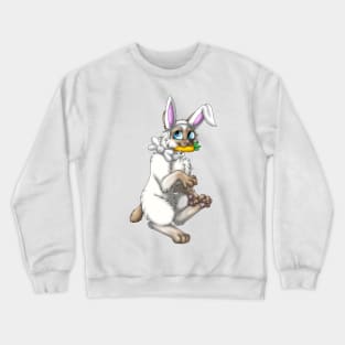 Bobtail BunnyCat: Cinnamon Point (White) Crewneck Sweatshirt